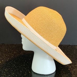 HBY Miami Straw Beach Hat w/white trim & ribbon